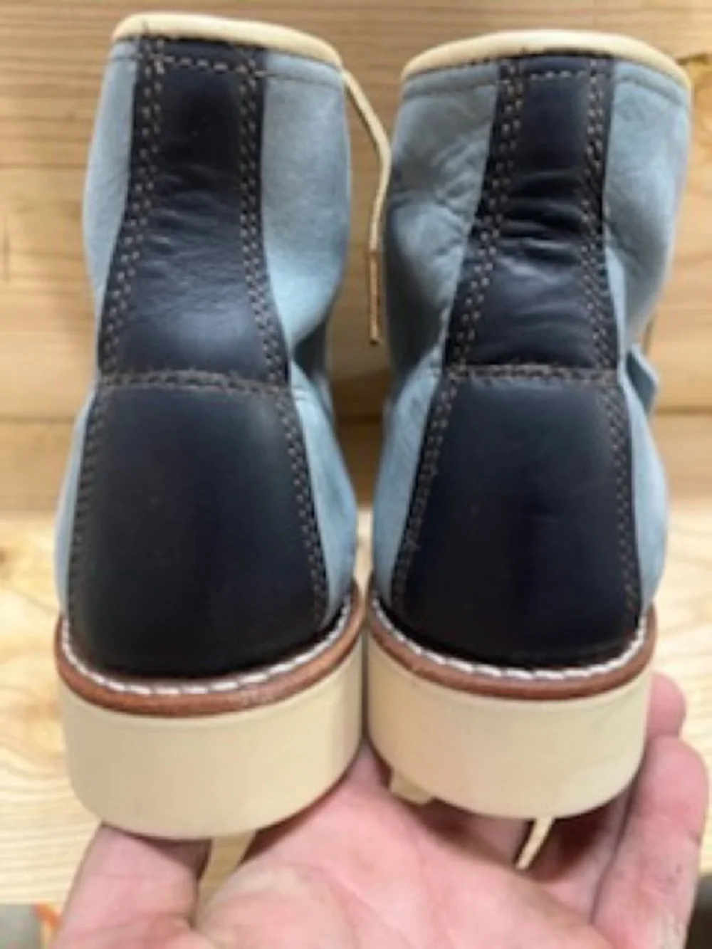 Womens Two-Tone Casual Moc Toe Boots - Black & Light Gray